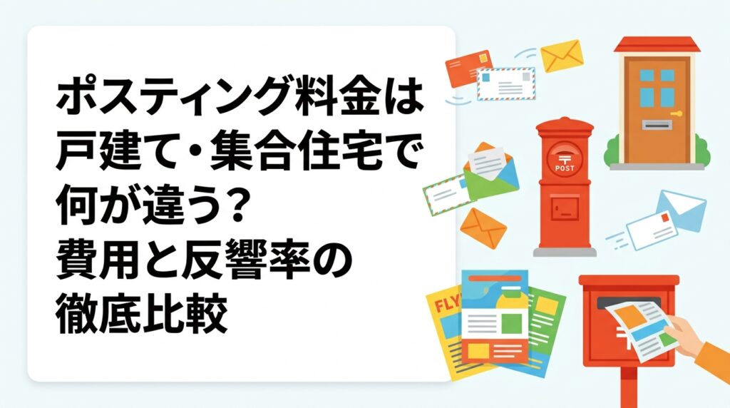 ポスティングの料金は戸建て軒並み配布と集合住宅集中配布で大きく異なります。費用の目安・反響率・業種別の向き不向き・オートロック対策まで実務目線で徹底解説します。