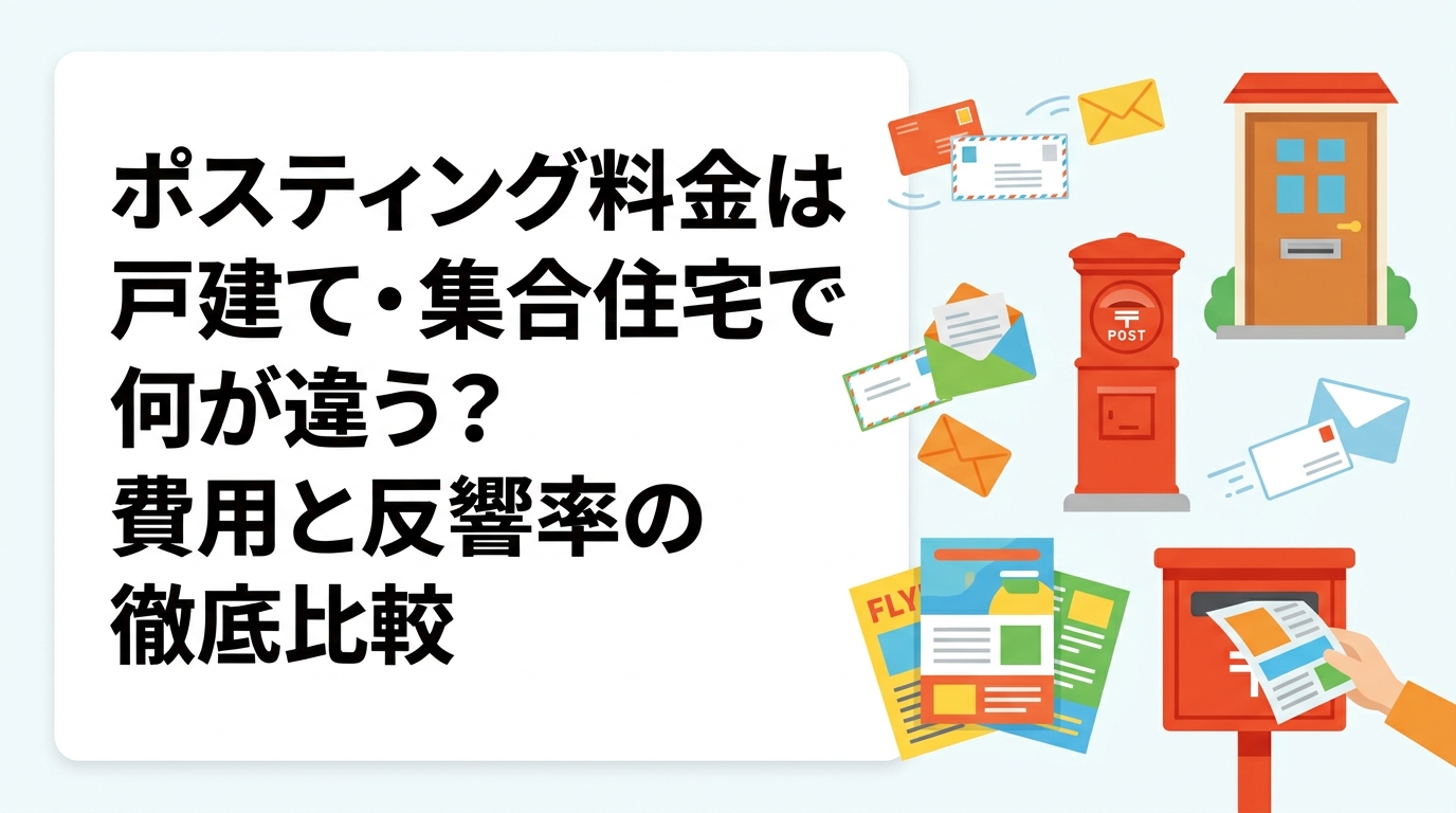 ポスティングの料金は戸建て軒並み配布と集合住宅集中配布で大きく異なります。費用の目安・反響率・業種別の向き不向き・オートロック対策まで実務目線で徹底解説します。