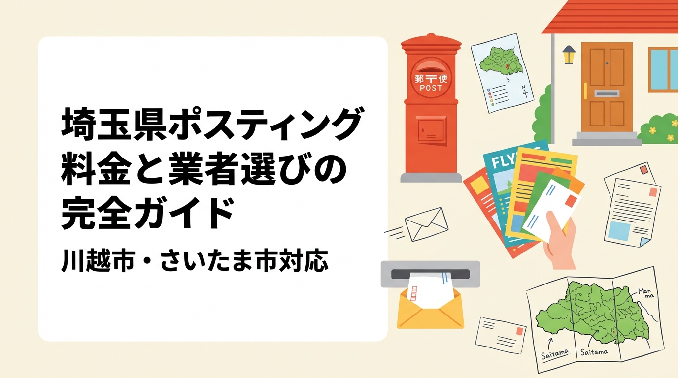 川越市・さいたま市など埼玉県でポスティングを依頼したい事業者向けに、料金目安・エリア特性・業者選びのポイントをわかりやすく解説。GPS配布報告で安心の株式会社ポスティングくんへ無料見積りを。