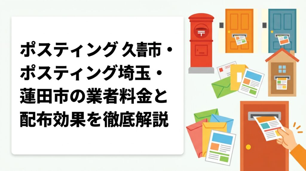 久喜市・蓮田市でポスティングを検討中の事業者向けに、配布料金の目安・軒並み配布の効果・業者選びのポイントを実務的に解説。明朗会計で全国対応のポスティングくんが詳しくご紹介します。