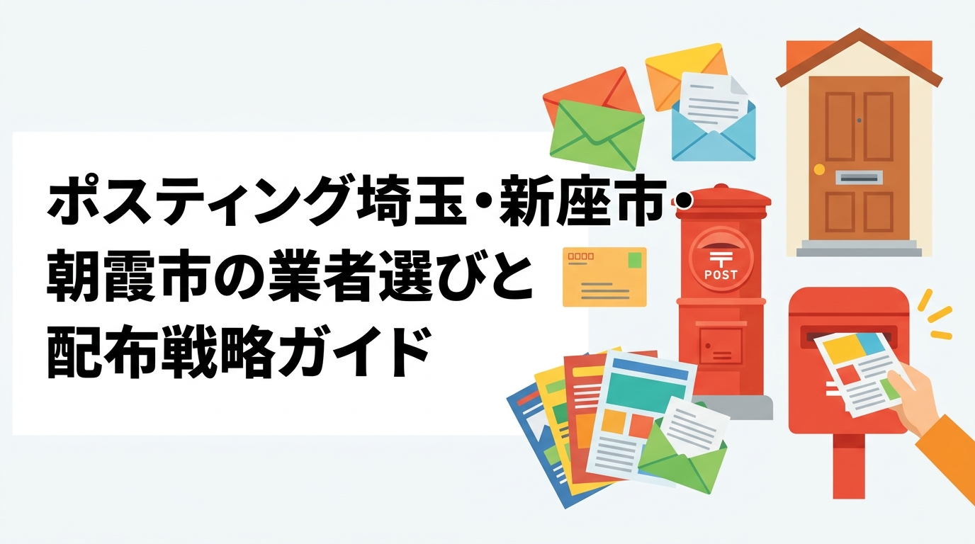 新座市・朝霞市でポスティングを検討中の方へ。ベッドタウン特性を活かした配布時間帯・曜日の選び方から業者の選定ポイント、料金目安まで実務的に解説します。