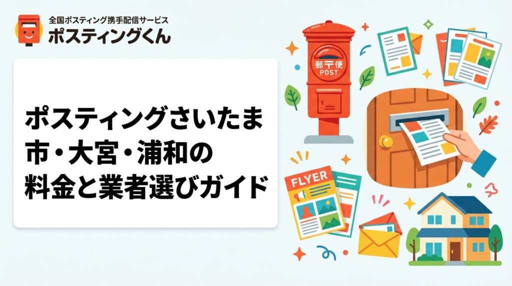 さいたま市（大宮区・浦和区など）でポスティングを検討中の方へ。エリア別の配布特性・料金目安・業者の選び方・GPS報告など実務的なポイントをわかりやすく解説します。