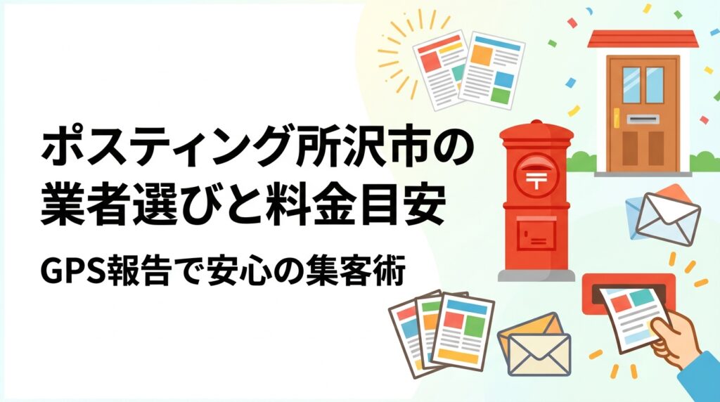 所沢市でポスティングを依頼したい飲食・整体・学習塾の事業者向けに、地域の住宅地・駅前商圏の特徴、配布エリアの指定手順、料金目安、GPS報告による品質担保まで実務的に解説します。