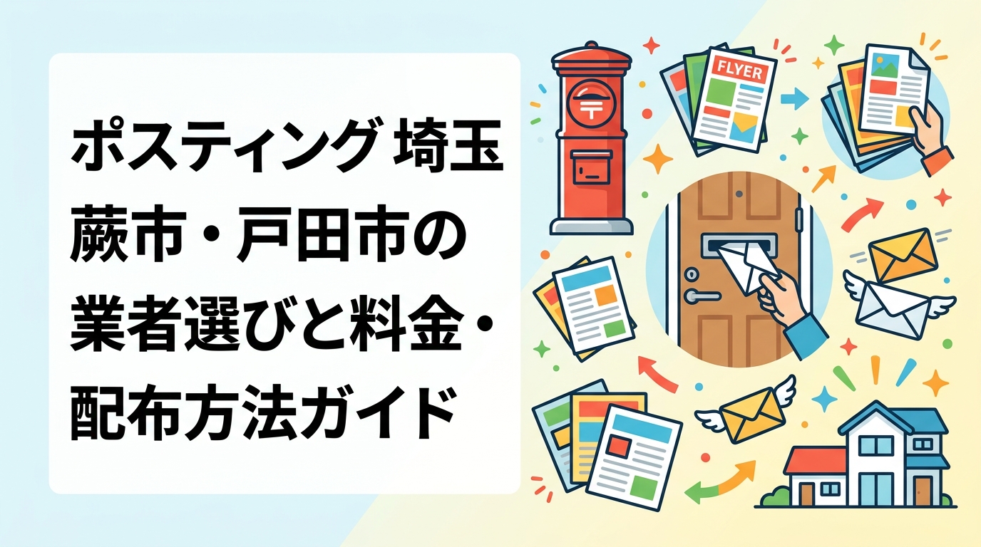 蕨市・戸田市でポスティングを検討中の方へ。集合住宅比率の高いエリア特性や配布方法の選び方、料金目安、追加費用なしの明朗会計まで実務的に解説します。