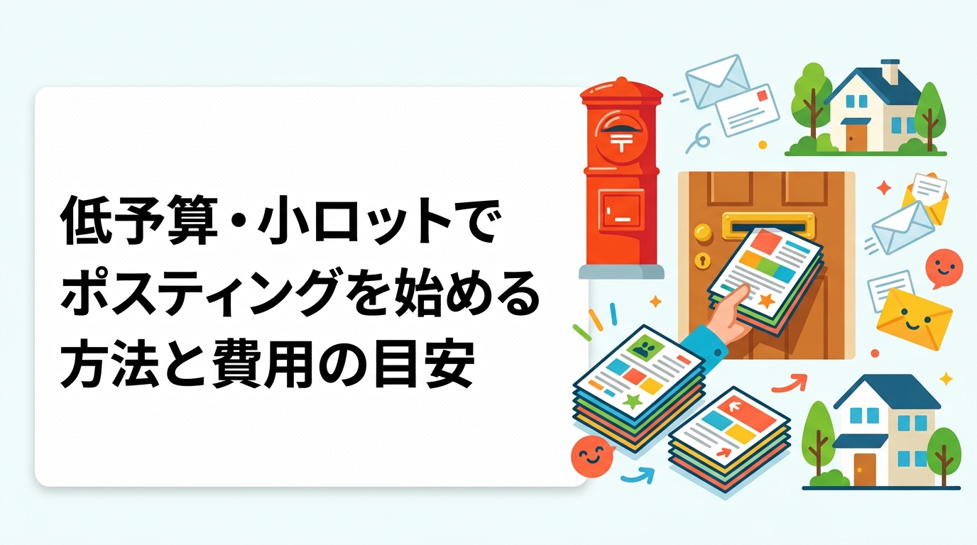 数万円以下の予算でポスティングを始めたい個人事業主・小店舗オーナー向けに、小ロット対応の仕組みや費用の目安、段階的に枚数を増やすコツを実務的に解説します。