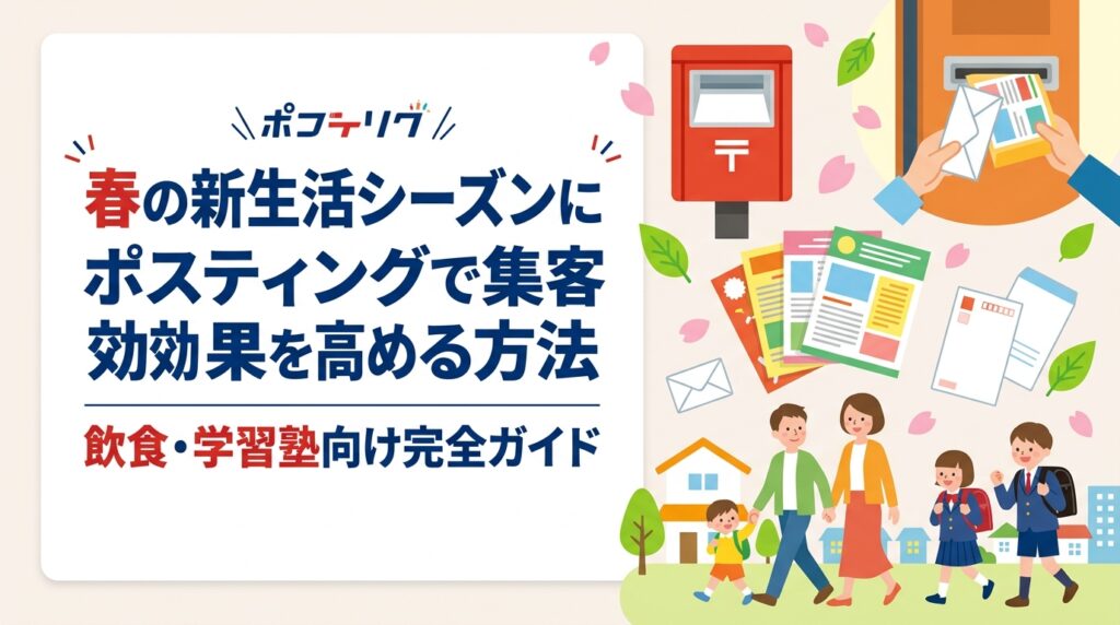 3〜4月の新生活シーズンはポスティングの反響が出やすい時期。飲食店・学習塾オーナー向けに配布スケジュールの立て方・費用目安・チラシ設計のコツを実務的に解説します。