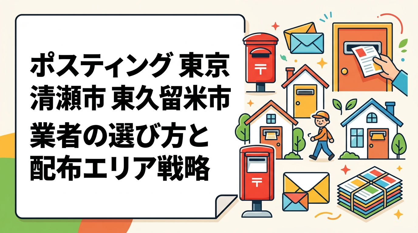 清瀬市・東久留米市でポスティングを検討中の店舗オーナー向けに、住宅地特性・世帯構成を踏まえた配布エリア選定法、初回依頼の流れ、料金目安まで実務的に解説します。
