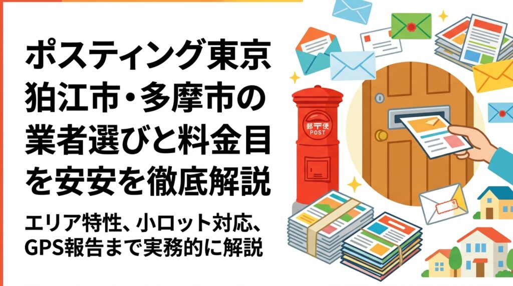 狛江市・多摩市でチラシのポスティングを依頼したい事業者向けに、エリア特性・料金目安・小ロット対応・GPS配布報告の仕組みまで実務的に解説します。