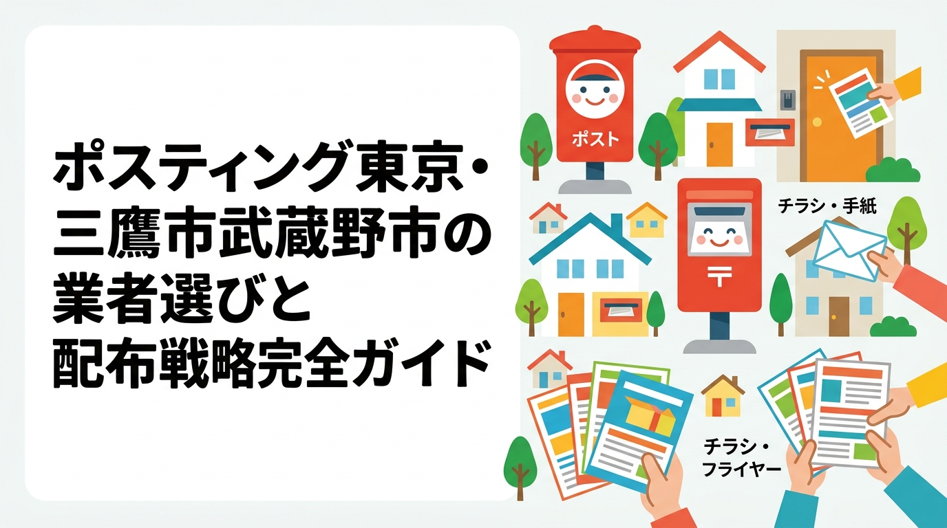 三鷹市・武蔵野市でポスティングを検討中の飲食・美容・クリニック事業者向けに、エリア特性・業者選びのポイント・小ロット対応・料金目安を実務的に解説します。