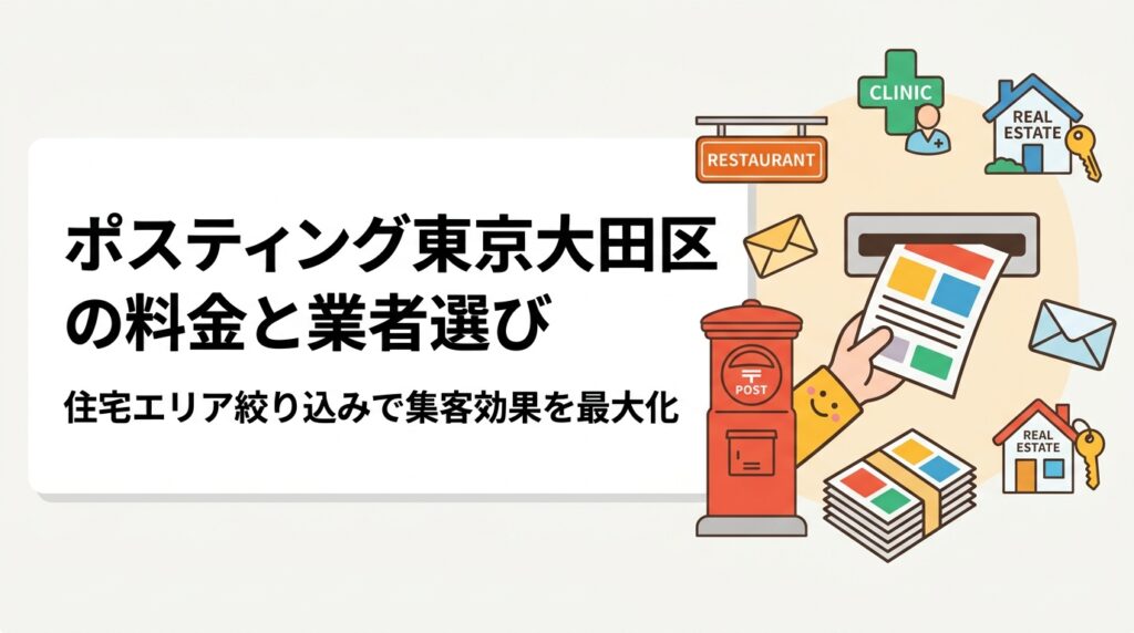 大田区でポスティングを検討中の飲食店・整体院・不動産業者向けに、1枚あたりの料金目安・配布エリアの絞り方・業者選びのポイントを実務的に解説。小ロット対応から大量配布まで対応可能。