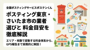東京・さいたま市でポスティングを検討中の方へ。業者の選び方・配布料金の目安・GPS報告による安心の仕組みまで実務的に解説。エリア・枚数で変動する料金体系も明記。