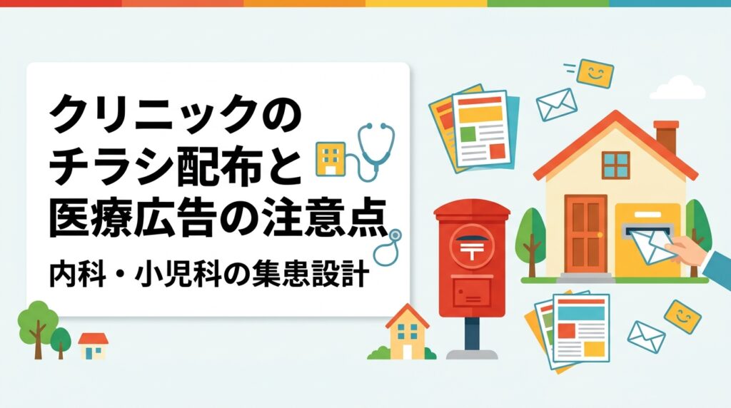 内科・小児科クリニックの開業や移転でチラシを配る前に押さえたい医療広告の一般的な注意点、診療圏の考え方、配布枚数・費用の目安、GPS報告での配布確認までを実務目線で解説します。