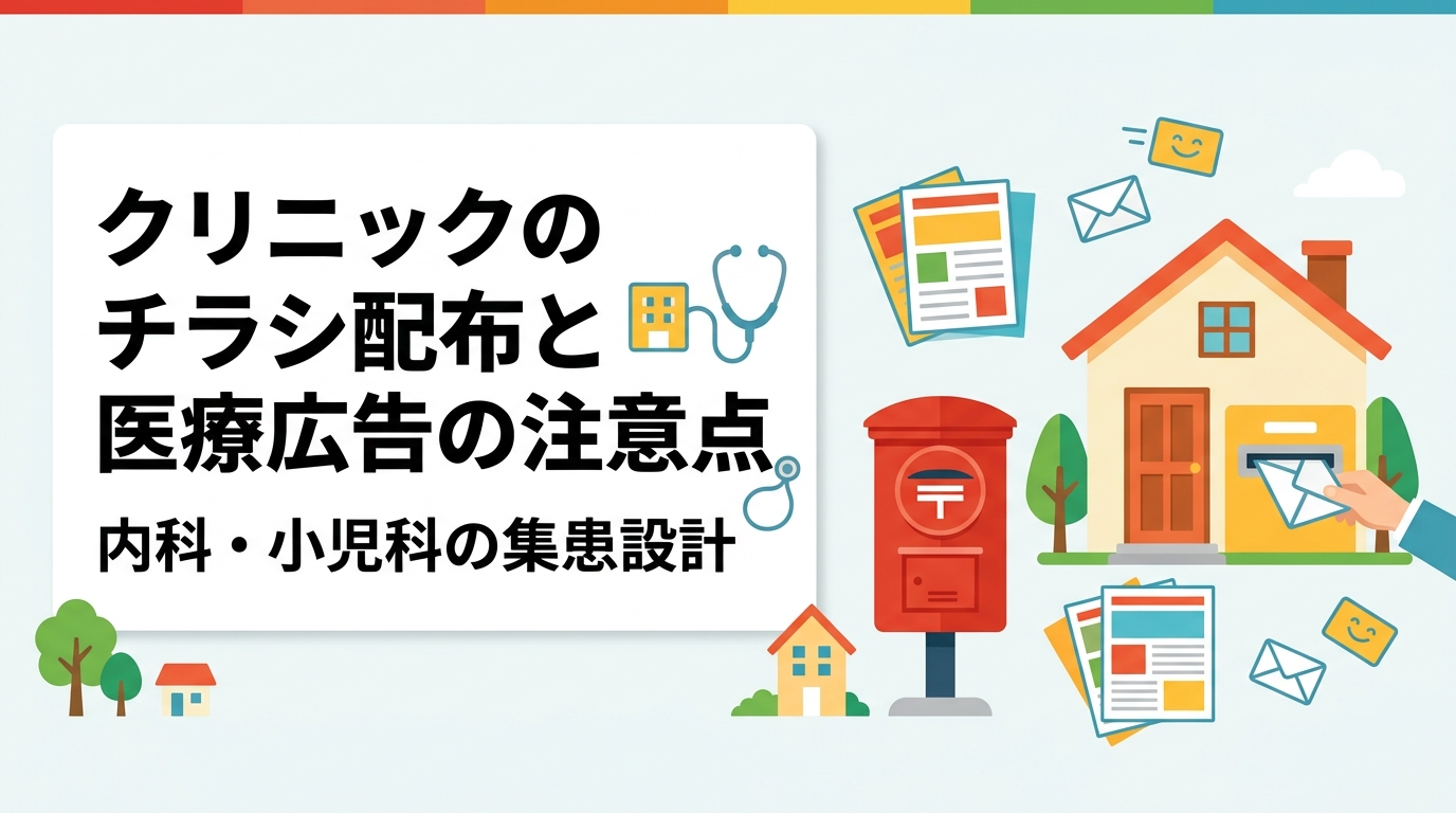 内科・小児科クリニックの開業や移転でチラシを配る前に押さえたい医療広告の一般的な注意点、診療圏の考え方、配布枚数・費用の目安、GPS報告での配布確認までを実務目線で解説します。