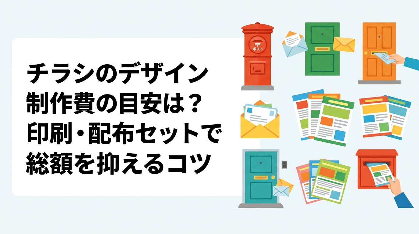 チラシのデザイン制作費の目安を自作・テンプレート・プロ依頼別に整理。入稿データの条件や印刷・配布までワンストップにすると総額を抑えやすい理由、GPS配布報告付きの依頼方法まで小規模事業者向けに解説します。