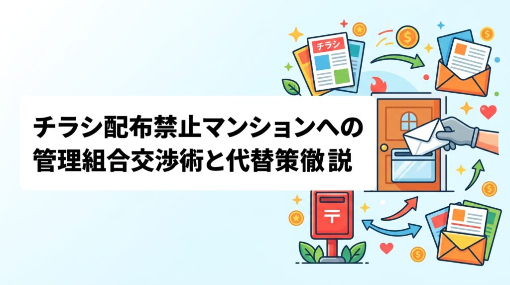 マンションへのチラシ配布を検討中の事業者向けに、管理規約の確認方法・管理組合への許可申請手順・断られた場合の戸建てエリアへの切り替え策まで実務的に解説します。