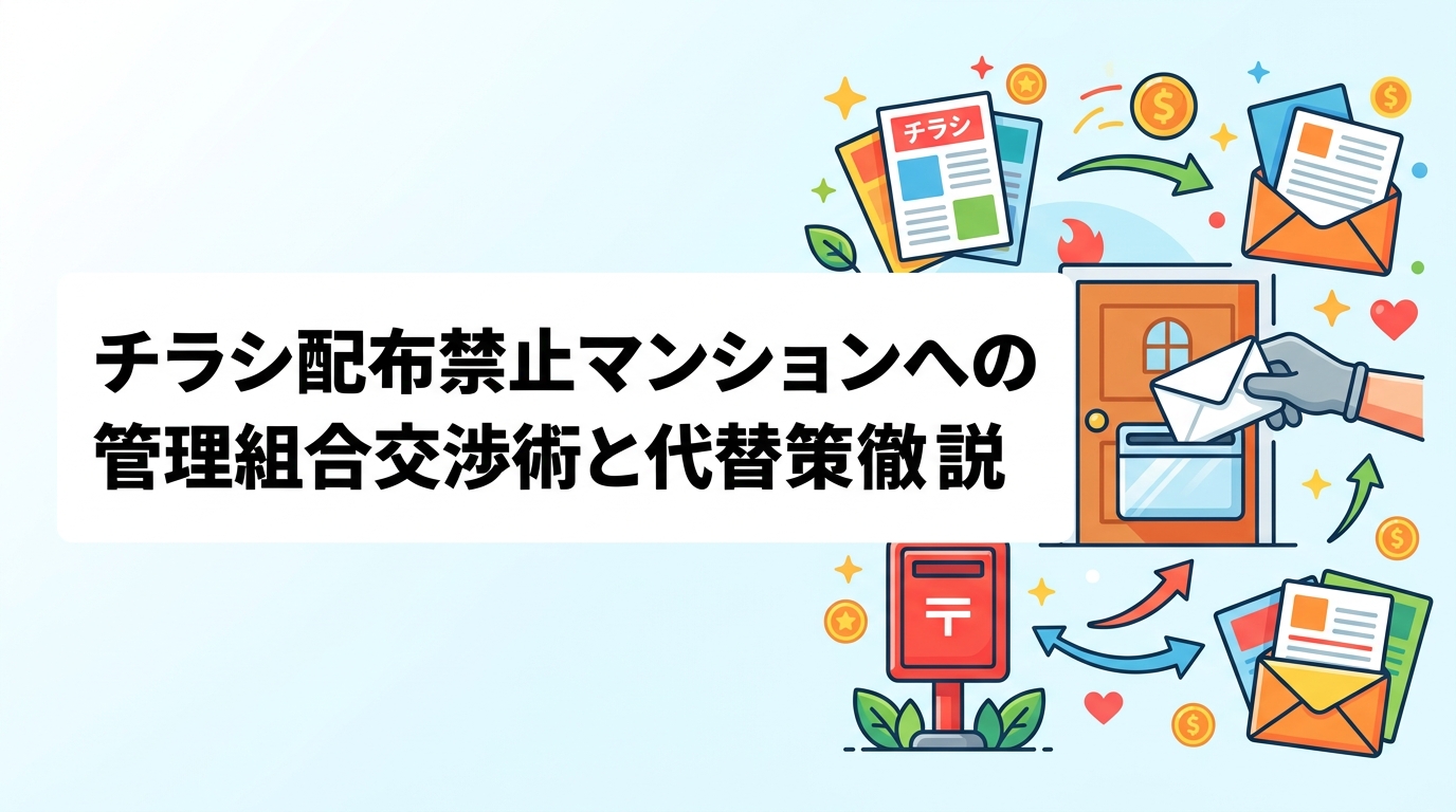 マンションへのチラシ配布を検討中の事業者向けに、管理規約の確認方法・管理組合への許可申請手順・断られた場合の戸建てエリアへの切り替え策まで実務的に解説します。