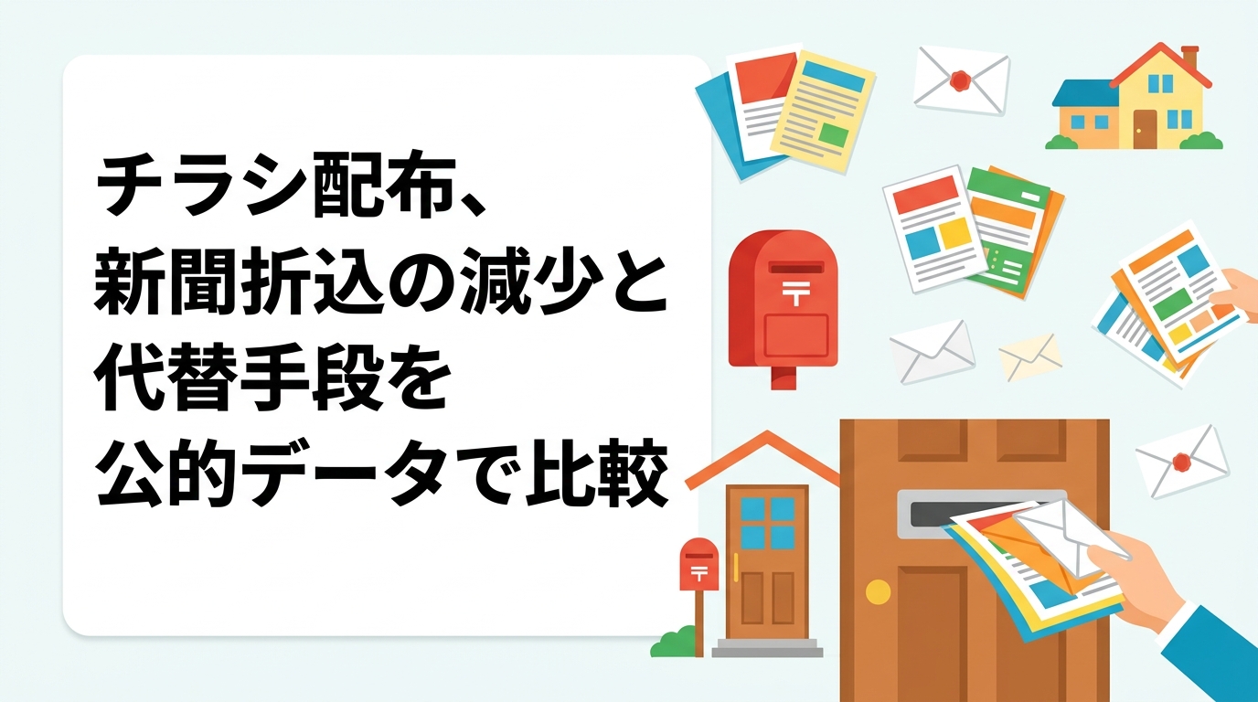 日本新聞協会の発行部数データをもとに新聞折込の効果低下トレンドを数字で解説。ポスティングをはじめとする代替手段との費用対効果・リーチ力を実務目線で比較します。