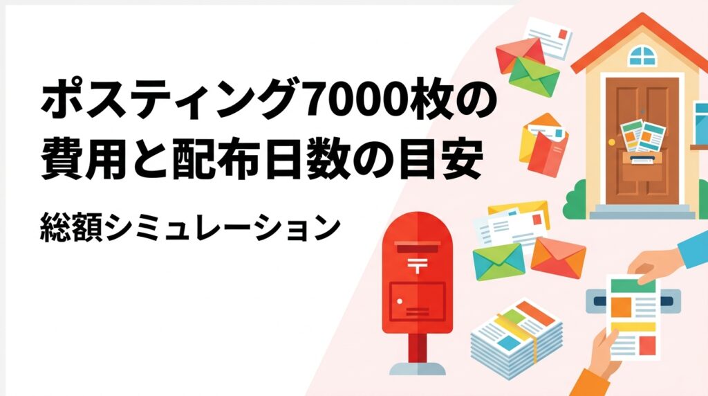 ポスティング7000枚の費用相場と配布日数の目安を解説。配布単価レンジ×枚数の総額シミュレーション、印刷込みの費用イメージ、完了までのスケジュール、反響数の考え方まで具体的に紹介します。