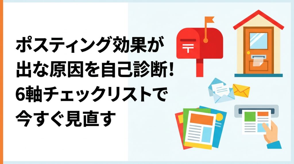 チラシを配ったのに反響がない原因を6軸チェックリストで徹底解説。エリア選定・配布枚数・デザイン・曜日・訴求内容・反響測定の失敗例と改善策を実務的にまとめました。
