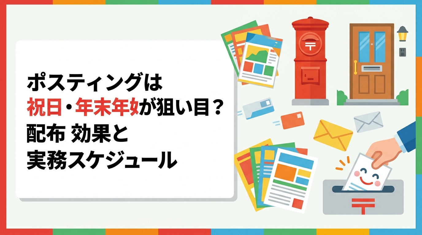 祝日や年末年始、お盆のポスティングは効果があるのか。在宅率や生活動線の変化、チラシが埋もれやすい時期の考え方、配布日指定の可否、入稿・印刷の逆算スケジュールまで実務目線で解説します。
