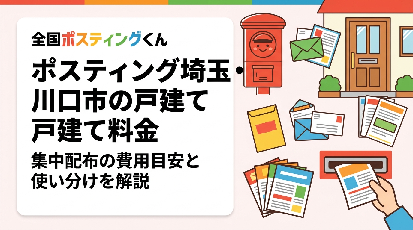 川口市の戸建てエリアへのポスティング料金目安や配布方法の選び方を実務的に解説。集合住宅との使い分け、GPS報告による安心感、小ロット対応まで詳しく紹介します。