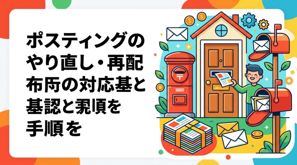 ポスティングで未配布や誤配が疑われたとき、どう確認し再配布を申し出るべきか。GPSログや配布報告書での照合手順、申し出の期限、残すべき証拠、業者選びの確認項目を実務目線で解説します。