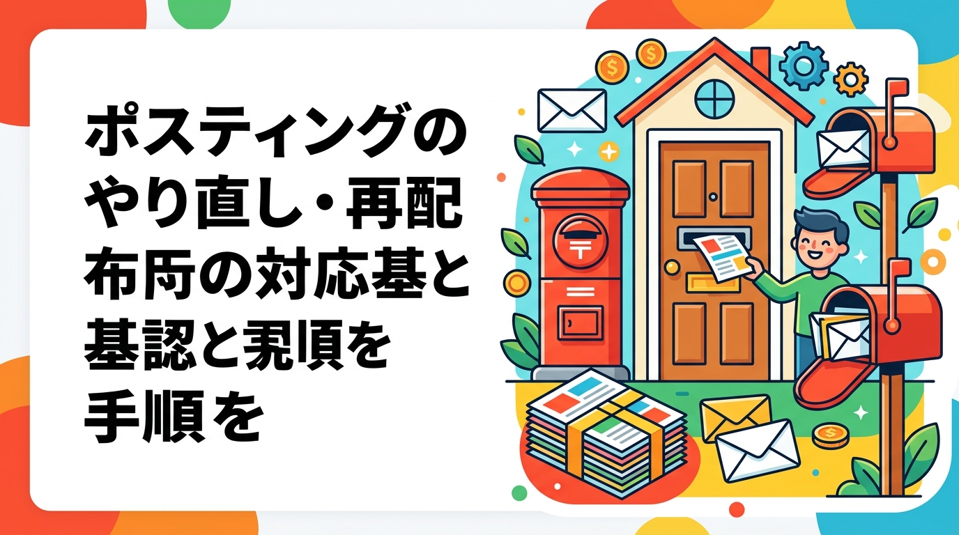 ポスティングで未配布や誤配が疑われたとき、どう確認し再配布を申し出るべきか。GPSログや配布報告書での照合手順、申し出の期限、残すべき証拠、業者選びの確認項目を実務目線で解説します。