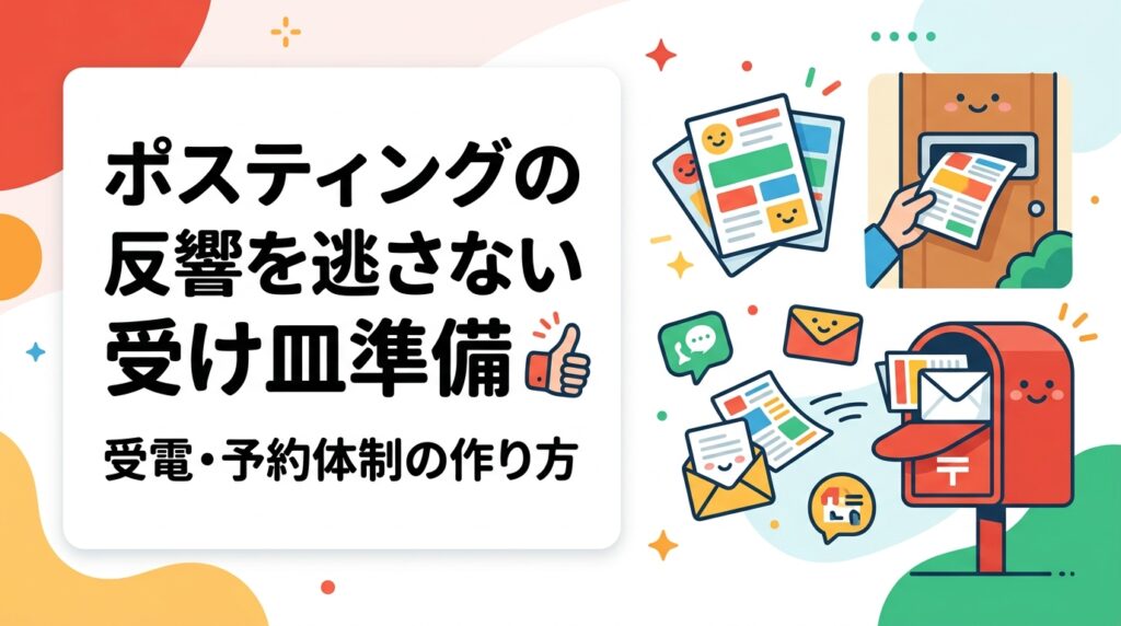 ポスティング後の電話や問い合わせに備える「受け皿」の作り方を実務手順で解説。営業時間外対応、LINE・Web予約導線、トーク統一、記録の取り方、小ロットのテスト配布まで具体的に紹介します。