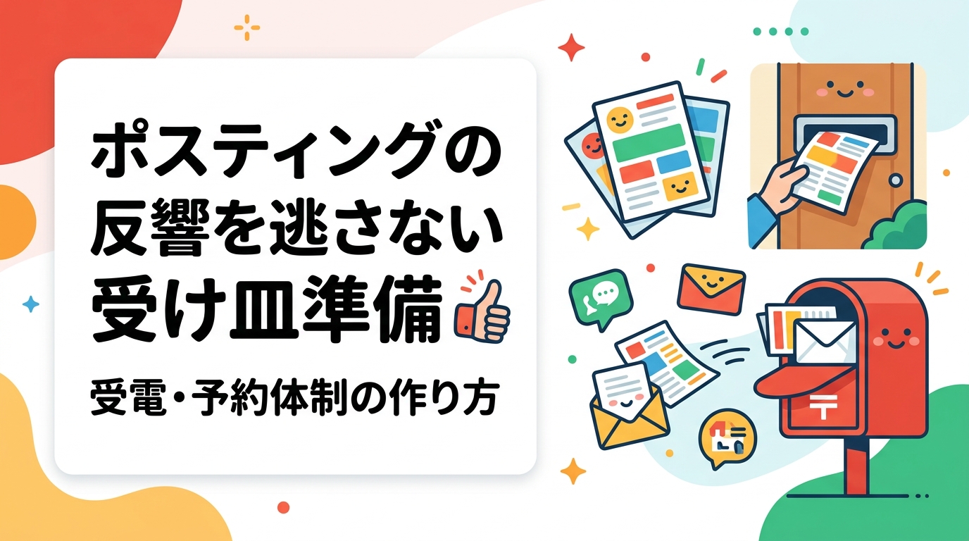 ポスティング後の電話や問い合わせに備える「受け皿」の作り方を実務手順で解説。営業時間外対応、LINE・Web予約導線、トーク統一、記録の取り方、小ロットのテスト配布まで具体的に紹介します。