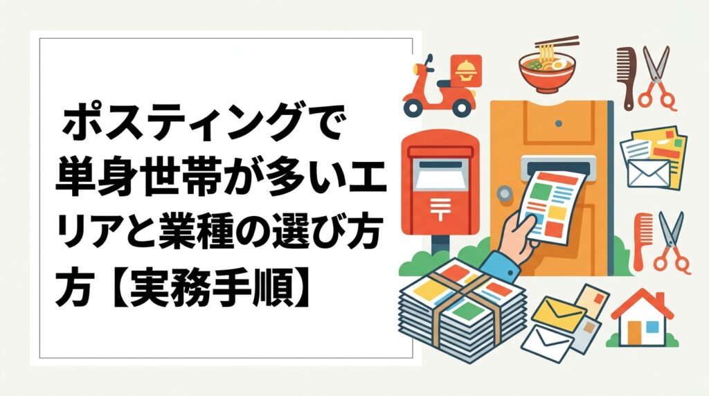 単身世帯が集中するエリアの特徴と、相性の良い業種・ポスティングのエリア選定手順を実務的に解説。公的統計データを根拠に、飲食・美容・デリバリーなど業種別の配布戦略を紹介します。