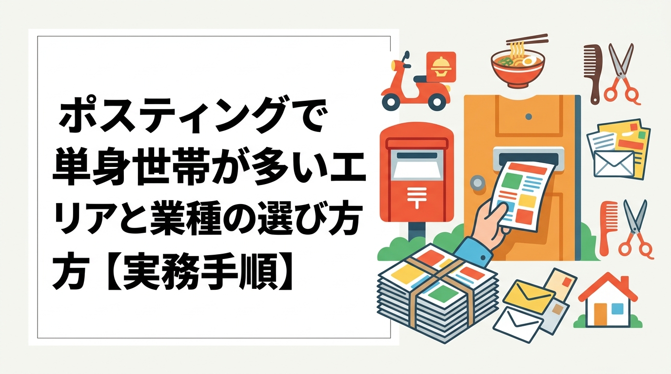 単身世帯が集中するエリアの特徴と、相性の良い業種・ポスティングのエリア選定手順を実務的に解説。公的統計データを根拠に、飲食・美容・デリバリーなど業種別の配布戦略を紹介します。