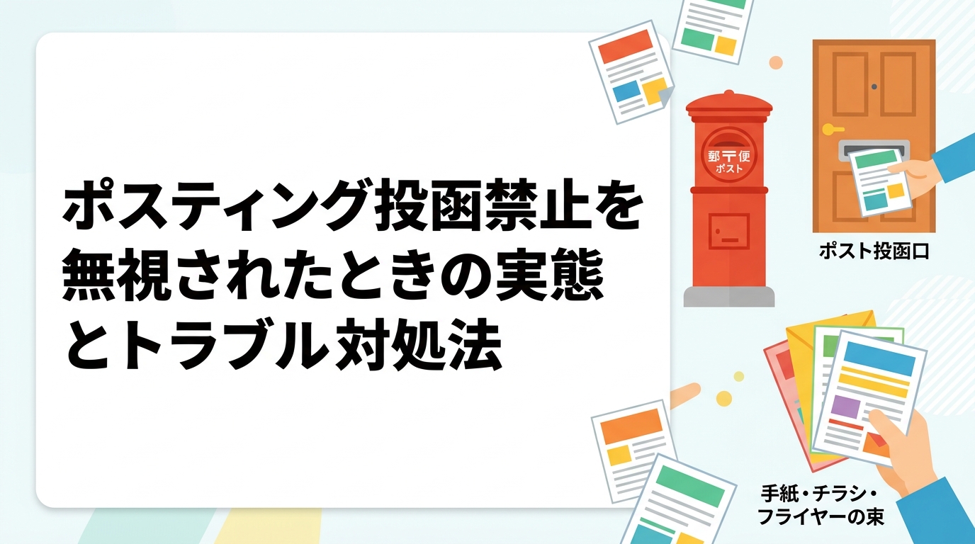投函禁止シールを無視されたマンション住民・管理組合の対処法と、クレームを恐れる発注側が業者に求めるべき対応指示を実務的に解説。罰則の有無や証拠確保の方法も紹介します。