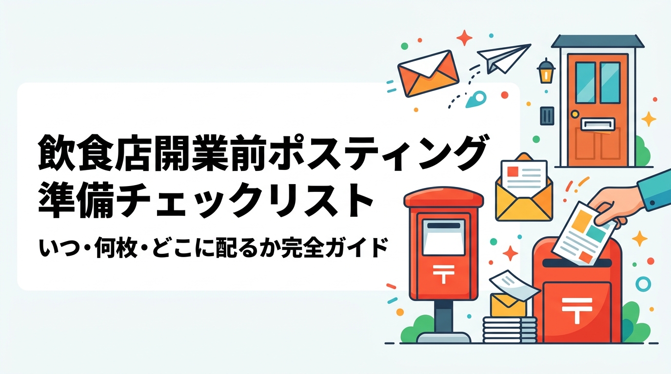 飲食店の開業前ポスティングで失敗しないための準備チェックリストを公開。配布開始タイミング・枚数・エリア設定・チラシデザインのポイントをステップごとに解説。料金目安やGPS報告による配布確認の仕組みも紹介します。